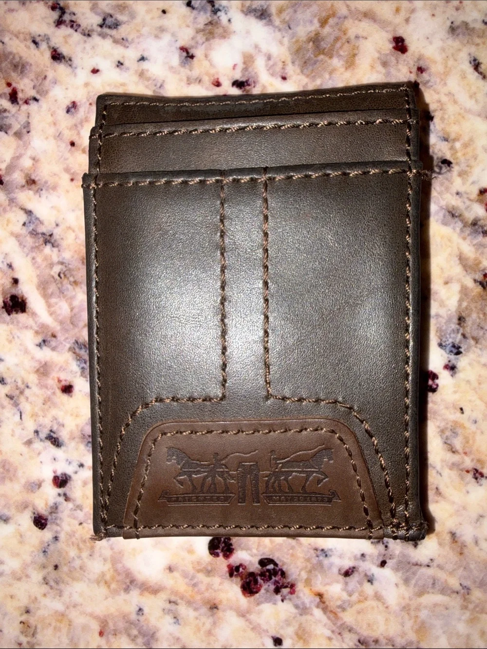 Levi's Brown Money Clip Wallet with Clear ID Window